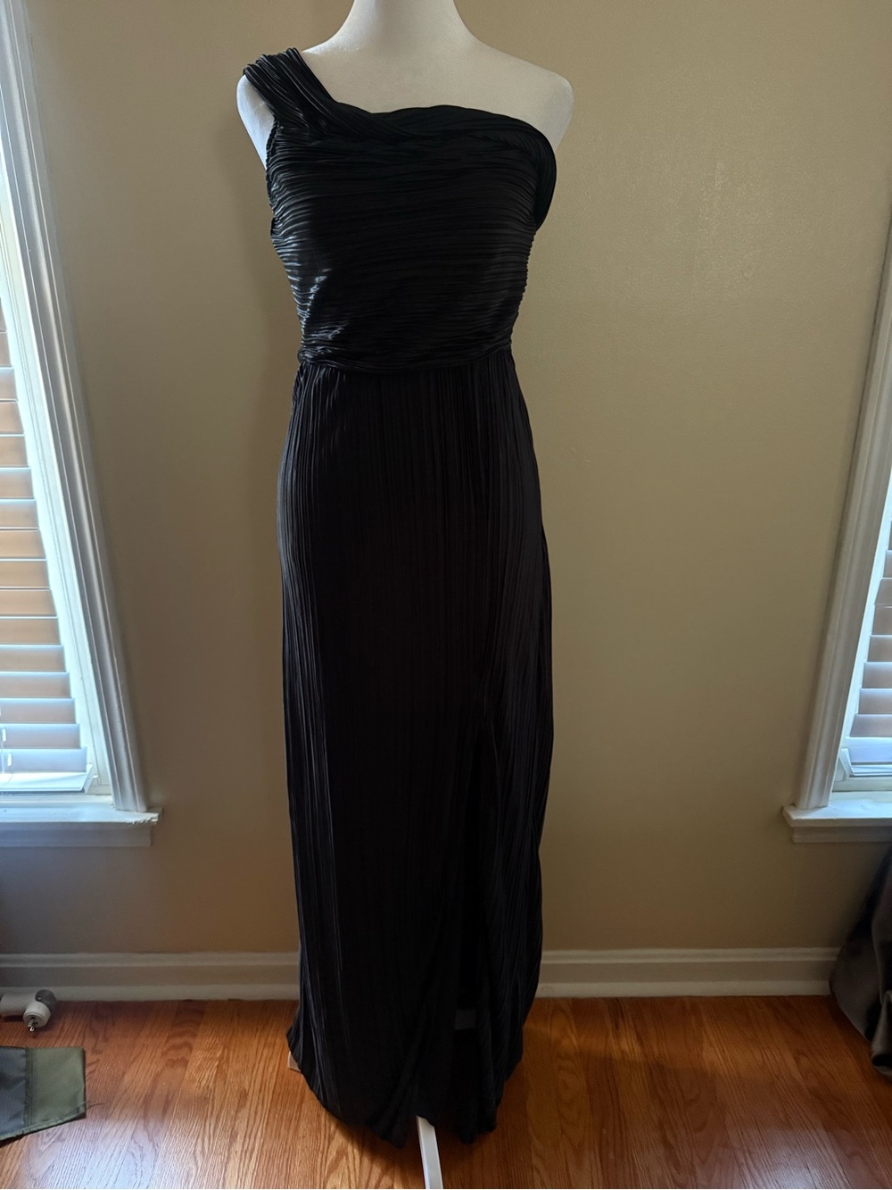 Lulus Black Ruched One Shoulder Maxi Dress | Medium